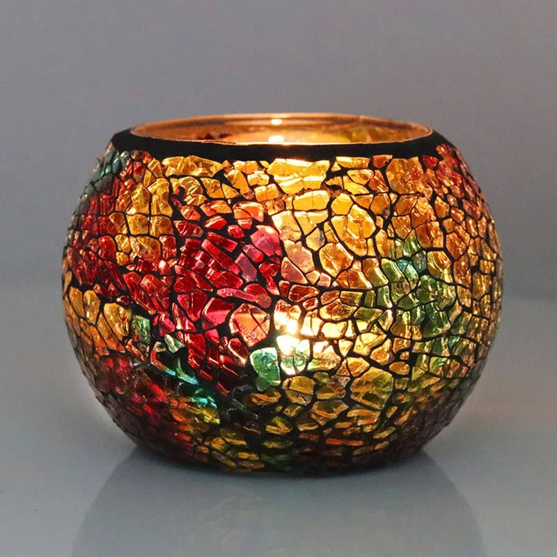 Rainbow Glass Candle Holder