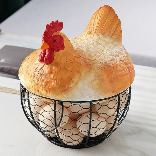 Cute Chicken Egg Basket with Hen Lid