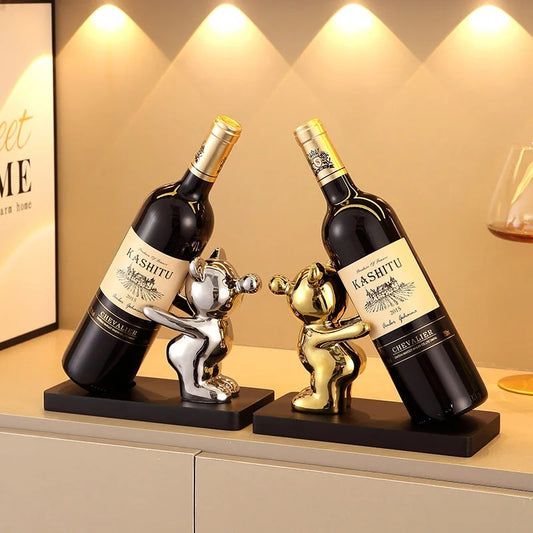 Luxury Ceramic Teddy Bear Wine Rack