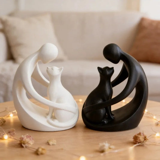 Abstract Human & Cat Sculpture