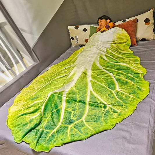 Cabbage Leaf Blanket – Funny Cozy Throw for Nap, Bed, or Office