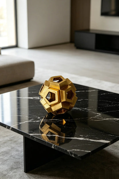 Gold Geometric Orb Sculpture