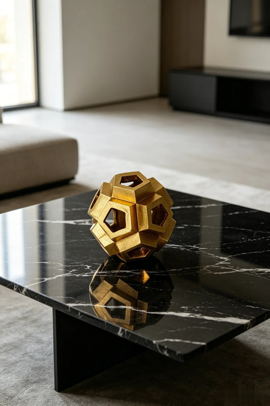 Gold Geometric Orb Sculpture