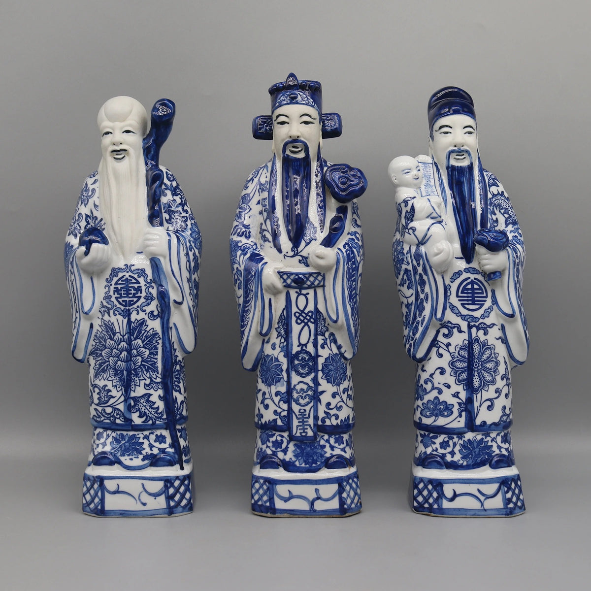 3-Piece Fortune, Prosperity & Longevity Figurine Set