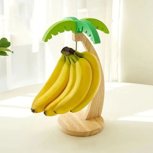 Wooden Banana Rack with Leaf Hook