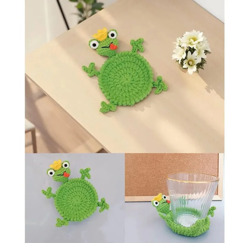 2 Matching Animal Crochet Cup Coasters