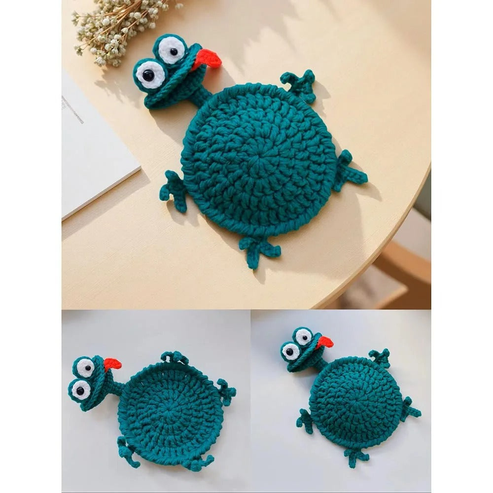 2 Matching Animal Crochet Cup Coasters