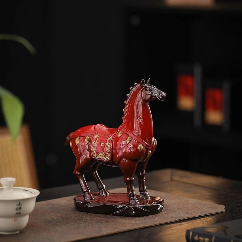 Luxury Red Horse Sculpture