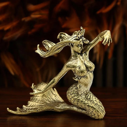 Elegant Brass Mermaid Sculpture