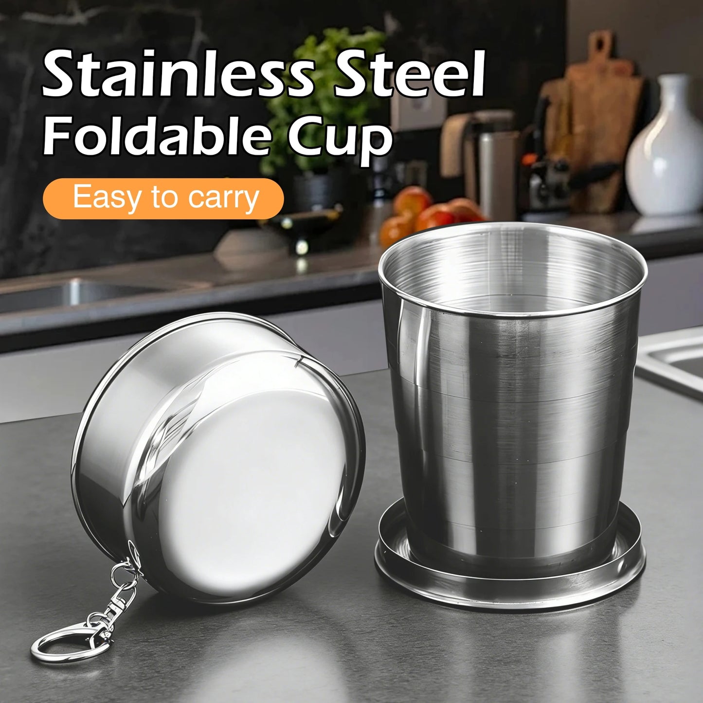 Portable Folding Stainless Steel Drinking Cup