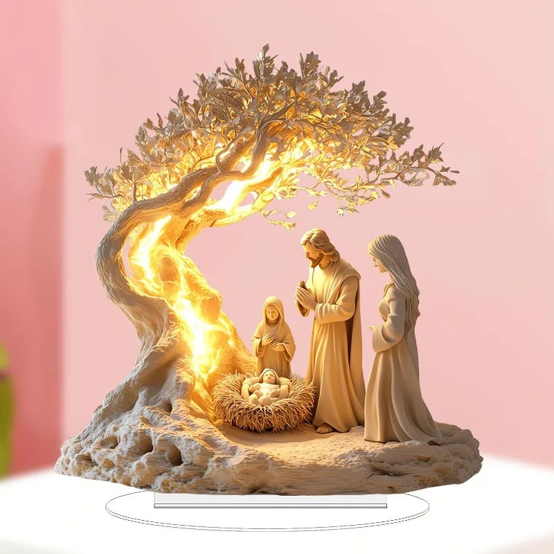 Acrylic Nativity Scene Light-Up Christmas Decor