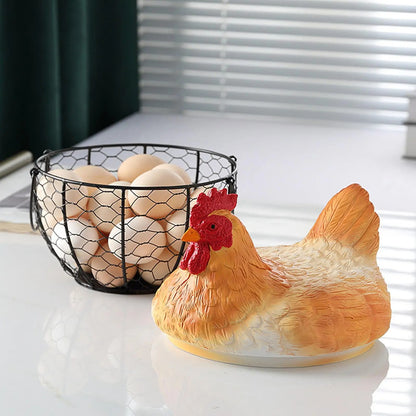 Cute Chicken Egg Basket with Hen Lid