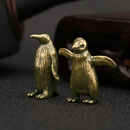 Funny Brass Standing Penguin Figurine - 2Pcs