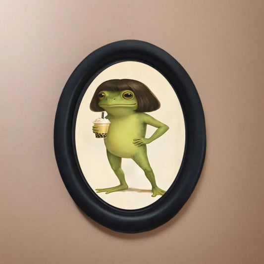 Funny Bubble Tea Frog Wall Decor
