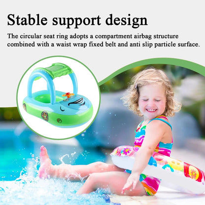 Toddler Pool Float with Canopy – Inflatable Car Design Swim Trainer