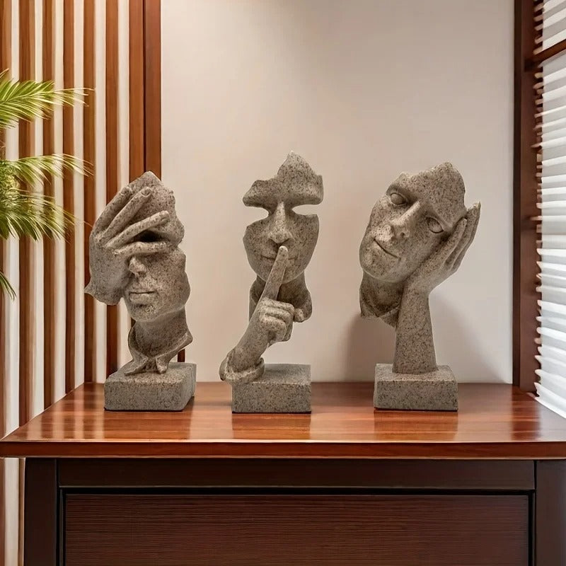 3-Piece Abstract Thinker Sculpture Set