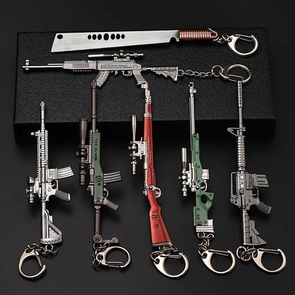 Rifle Keychain – Detailed Metal Gun Model Key Ring for Keys
