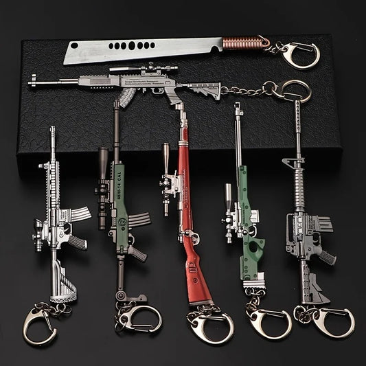 Rifle Keychain – Detailed Metal Gun Model Key Ring for Keys