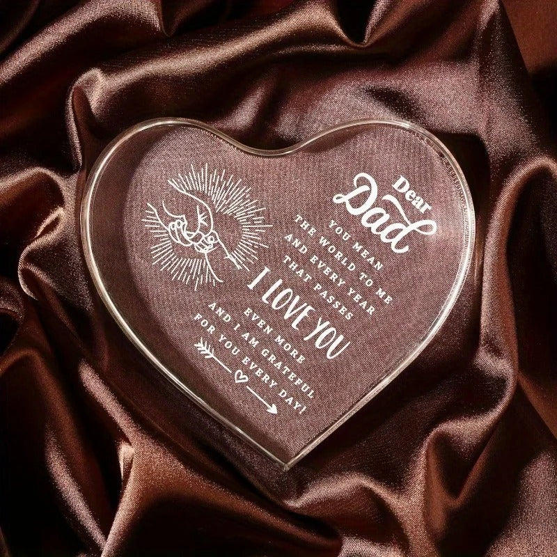 Engraved Dad Heart Paperweight