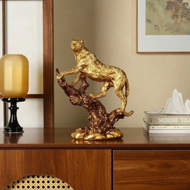 Majestic Leopard Resin Sculpture