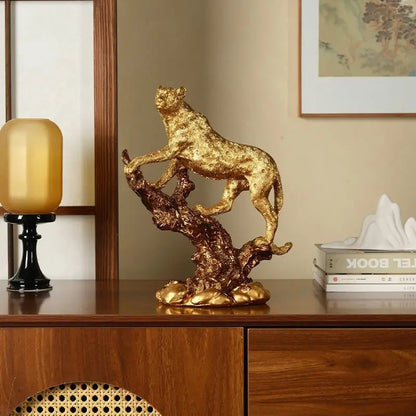 Majestic Leopard Resin Sculpture