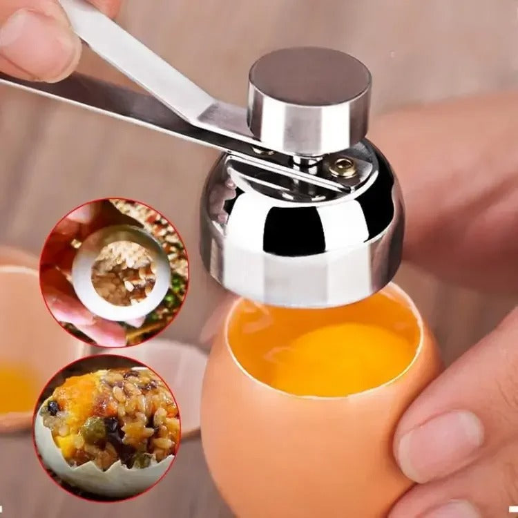 Stainless Steel Egg Topper Cutter – Precise Shell Remover for Boiled & Raw Eggs