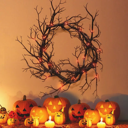 LED Black Branch Wreath
