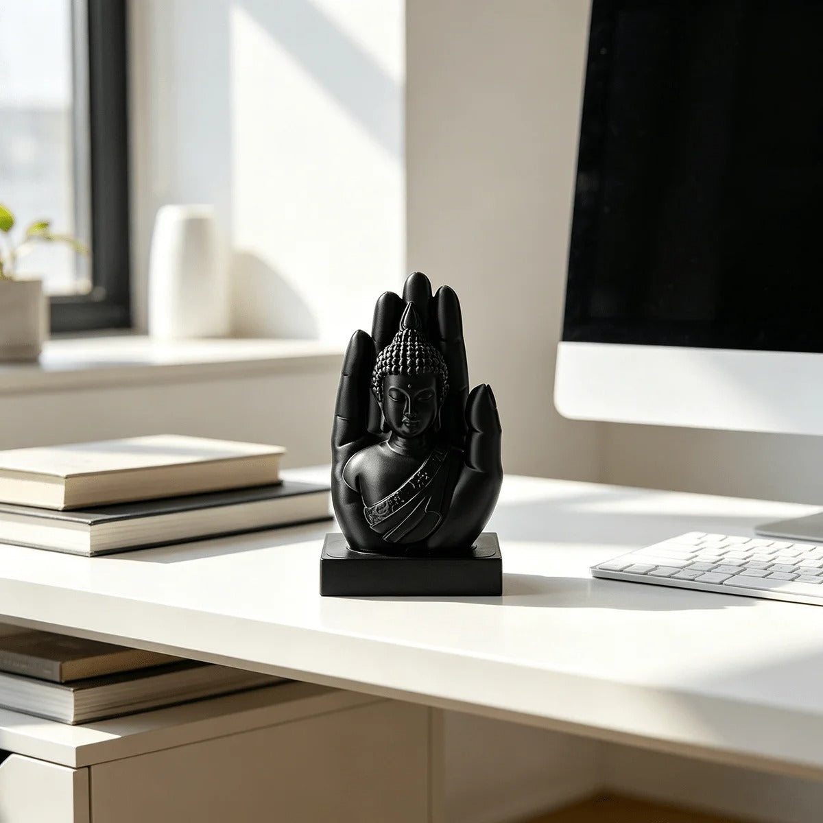 Palm Buddha Statue – Zen Meditation