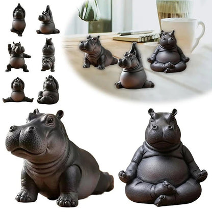Yoga Hippo Statue Home & Office Decor - Set 8 Pieces