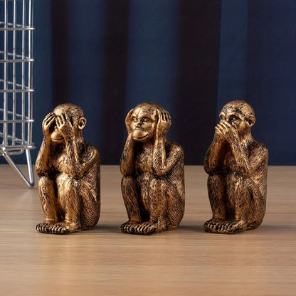 See, Hear, Speak, No Evil Monkey Sculpture Set - 3Pcs