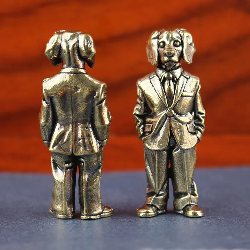 Antique Brass Suit Dog Desk Decor