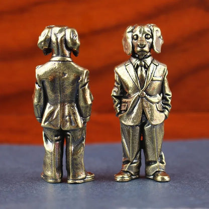 Antique Brass Suit Dog Desk Decor