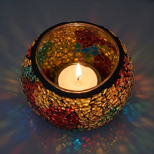 Rainbow Glass Candle Holder