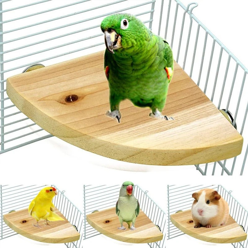 Wooden Bird Cage Perch Platform