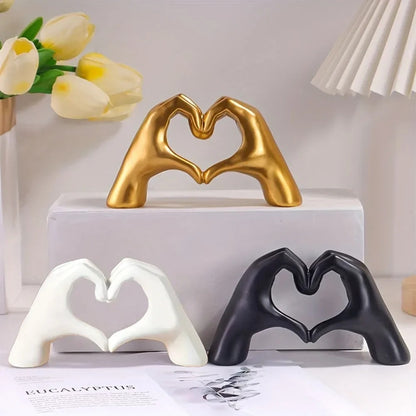 Heart Hand Gesture Statue – Modern Art Resin Sculpture