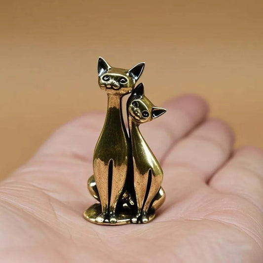 Vintage Brass Couple Cat Ornament