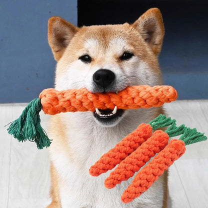 3pcs Carrot Rope Toy for Dogs – Durable Cotton Chew & Tug Toy