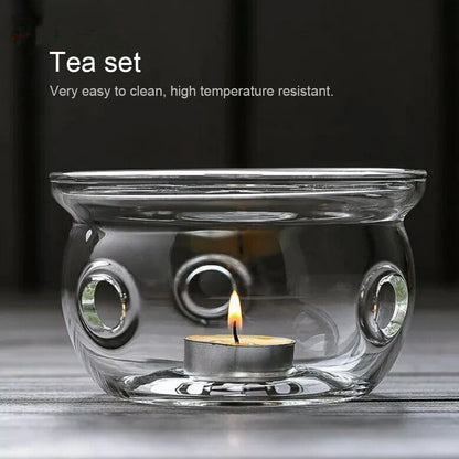 Glass Teapot Warmer with Candle Tray – Round Tealight Heater