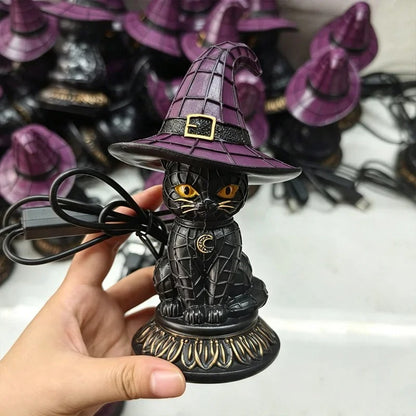 Midnight Witch Cat Lamp