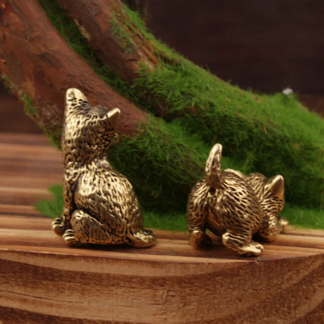 Brass Cat Figurines – Vintage Kitten Mini Statues