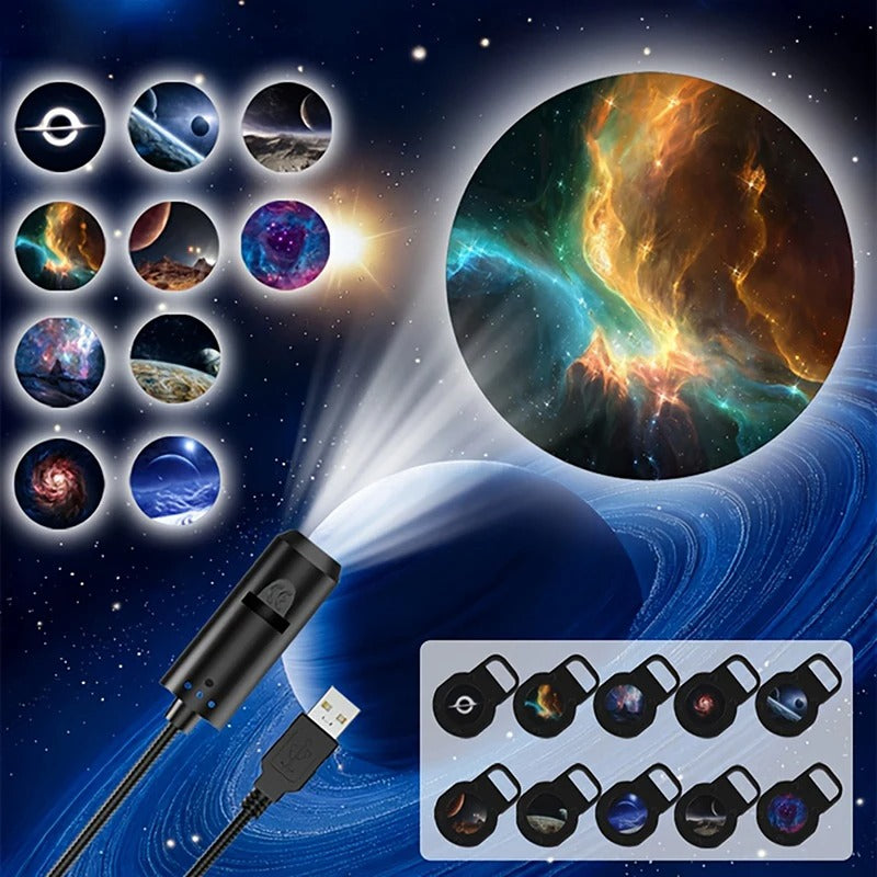 LED Galaxy Projector Night Light with 10 Interchangeable Space Films