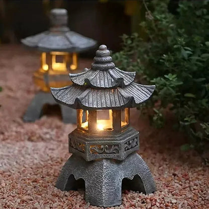 Solar LED Pagoda Lantern – Japanese Garden Light Statue