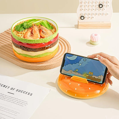 Burger-Shaped Ceramic Bowl with Lid