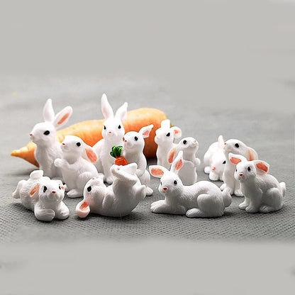 12-Piece Mini Bunny Figurine Set