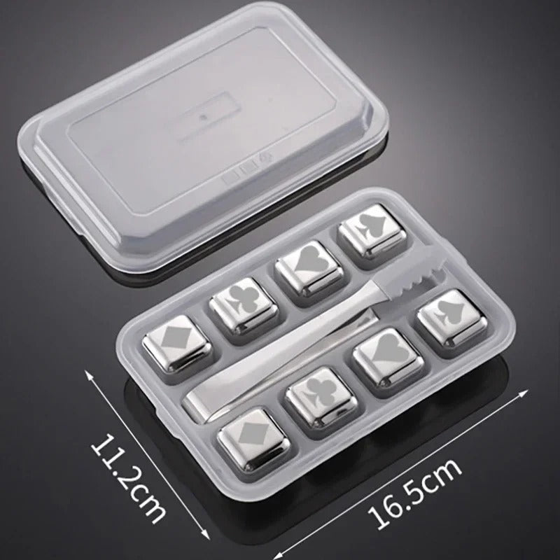 16-Piece Stainless Steel Reusable Ice Cubes Set – Silver & Gold Drink Chillers