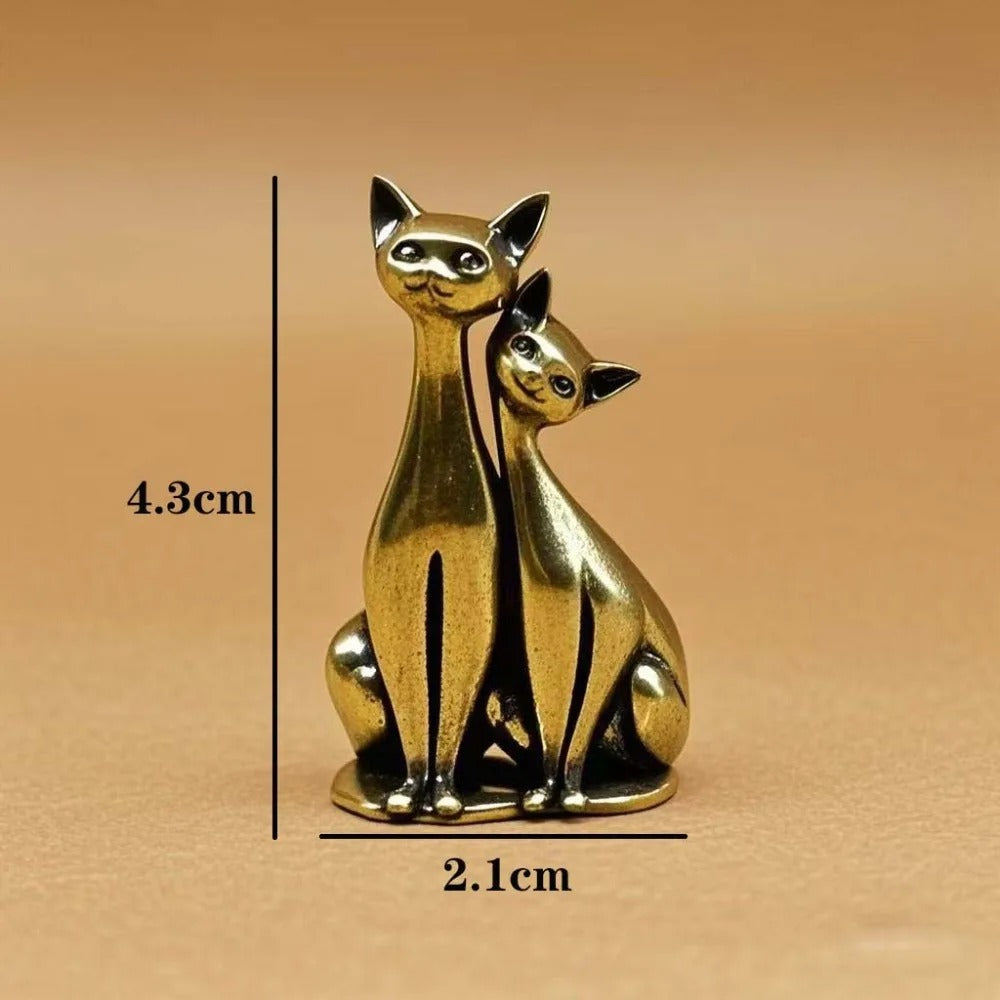 Vintage Brass Couple Cat Ornament