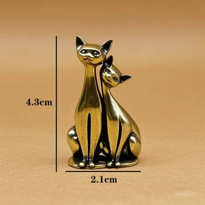 Vintage Brass Couple Cat Ornament