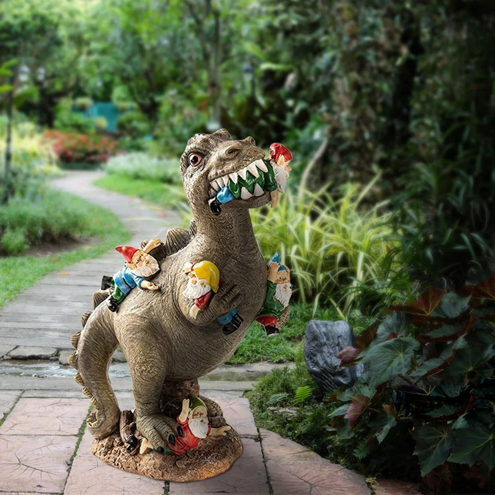 Dino's Gnome Snack – Funny Garden Resin Statue