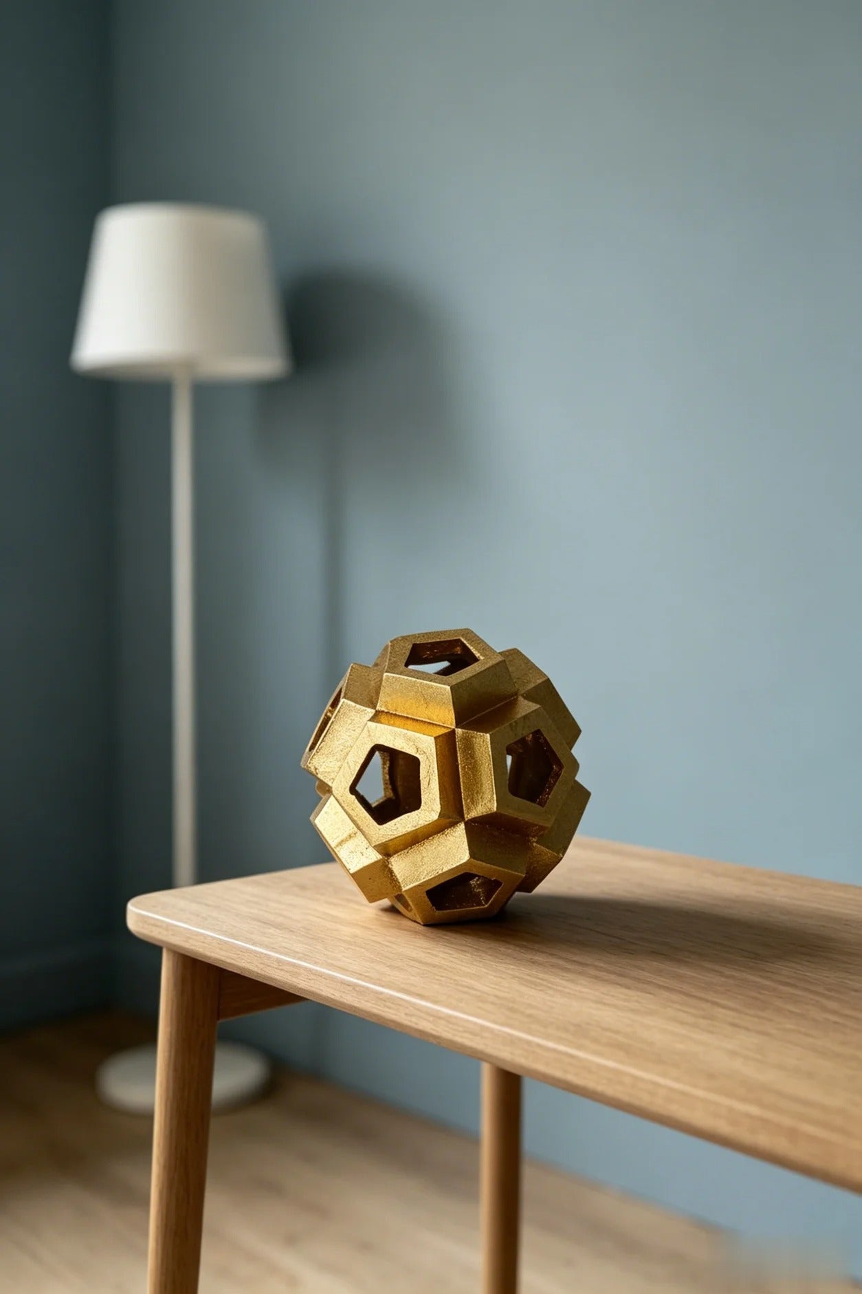 Gold Geometric Orb Sculpture