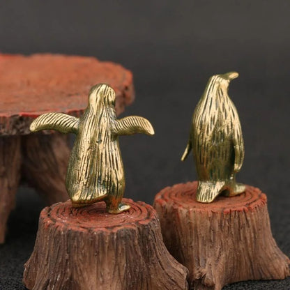 Funny Brass Standing Penguin Figurine - 2Pcs
